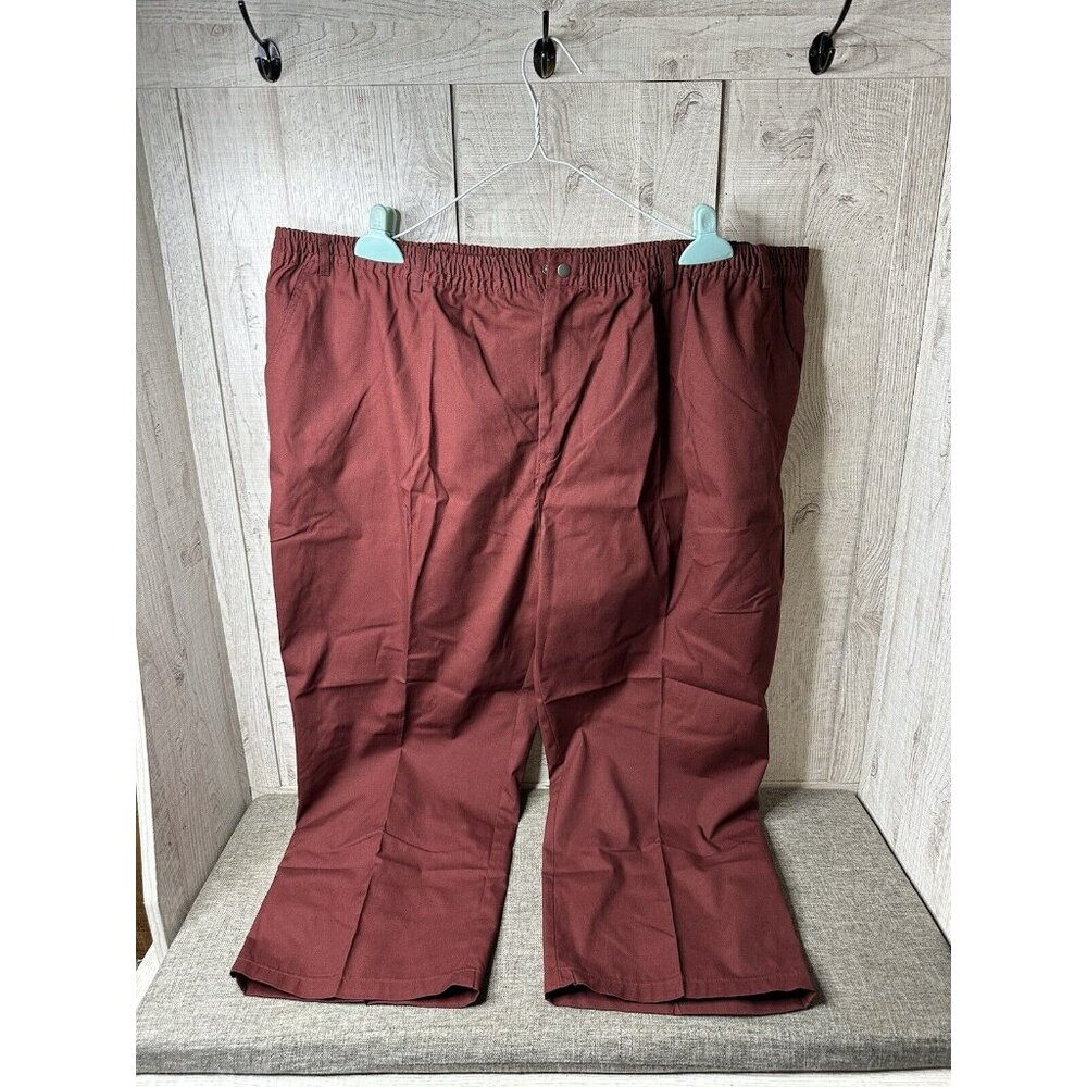 Haband Casual Joe Pants Mens Size 56 Short Burgundy Maroon Elastic Waist